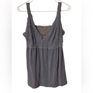 Tahari Babydoll Cami Top Women’s Medium Blue Gray Lace Feminine Y2K Whimsigoth